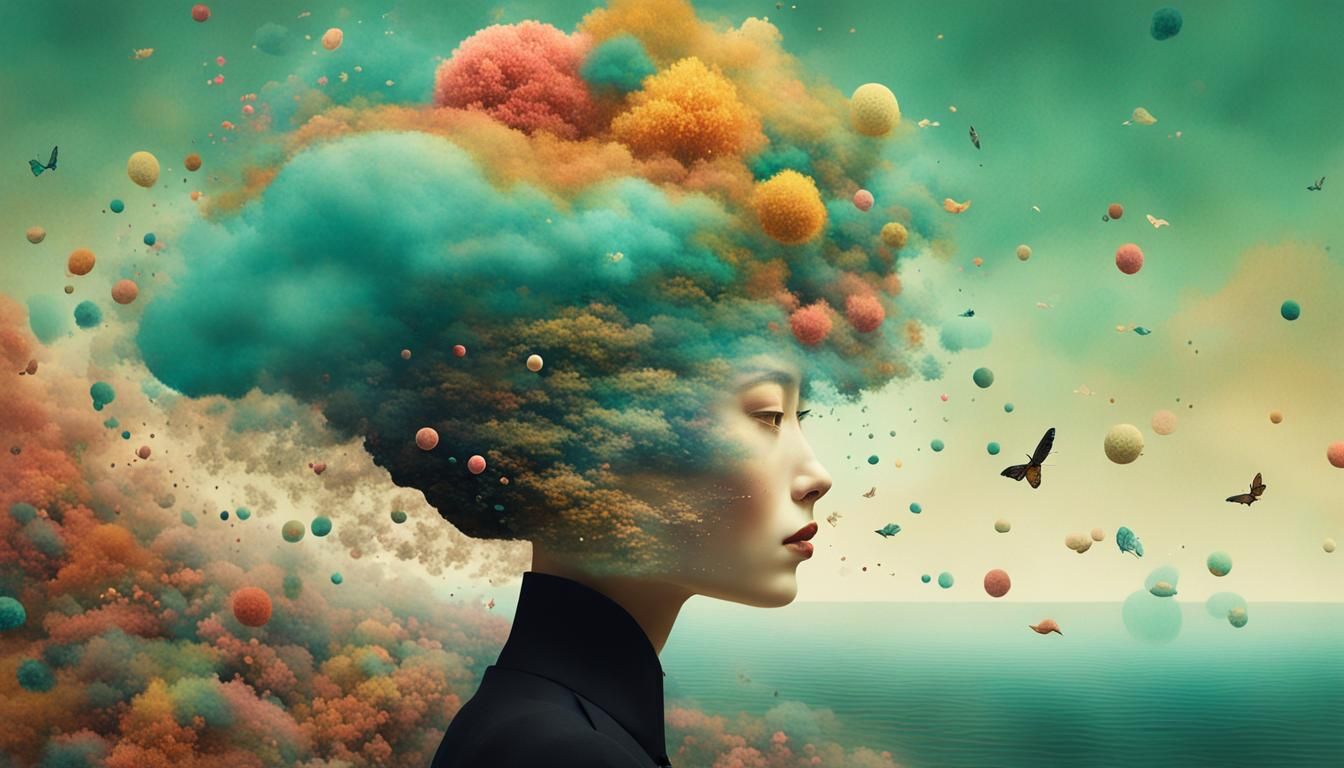 Dreamy Glitch Art Figure Gazing Back