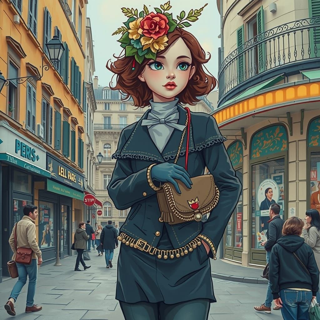 Romantic Parisian Beauty in Festive Finery