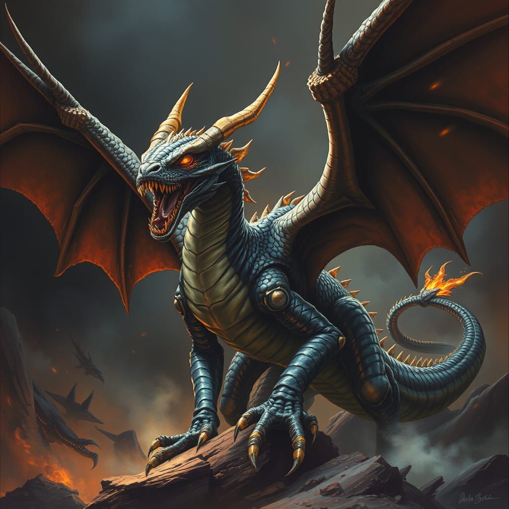 Fierce Dragon in Biomechanical Futuristic Style