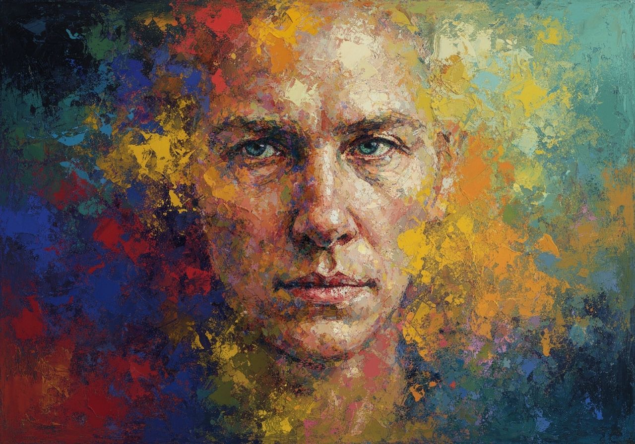 Vibrant Abstract Expressionist Painting with Maximalist Elem...