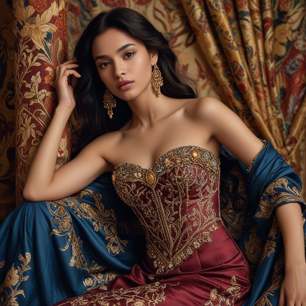 Cinematic Portrait of Woman in Renaissance Gown