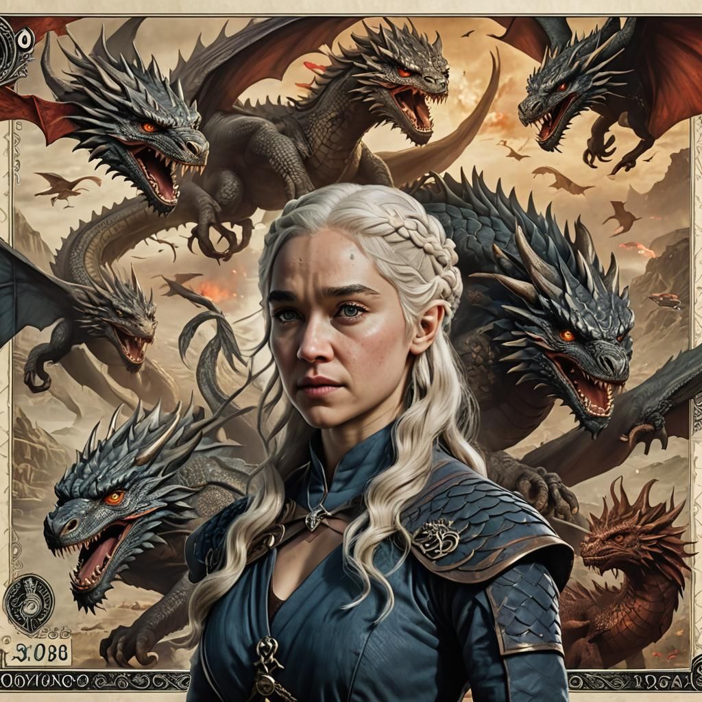Daenerys Targaryen and Dragons: Fantasy Art