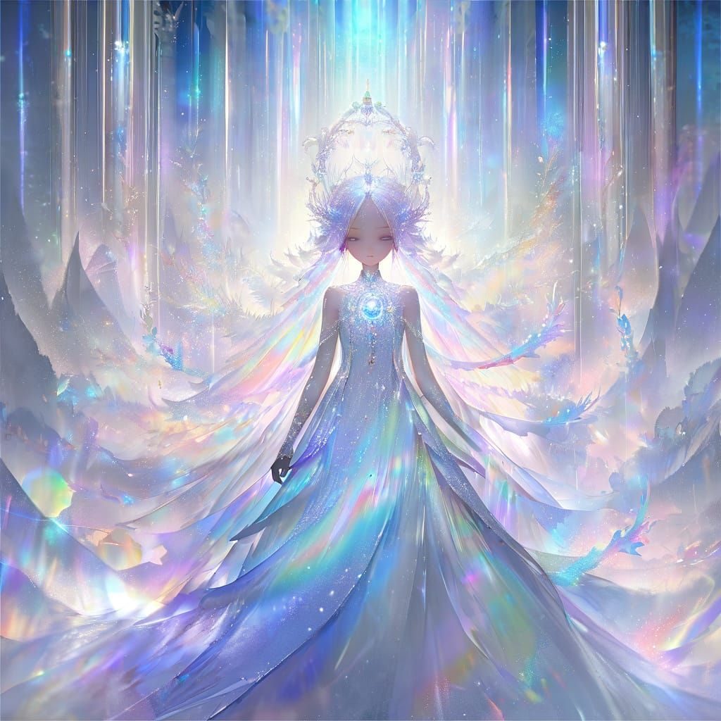 Ethereal Goddess of Light in Dreamy Oil Painting