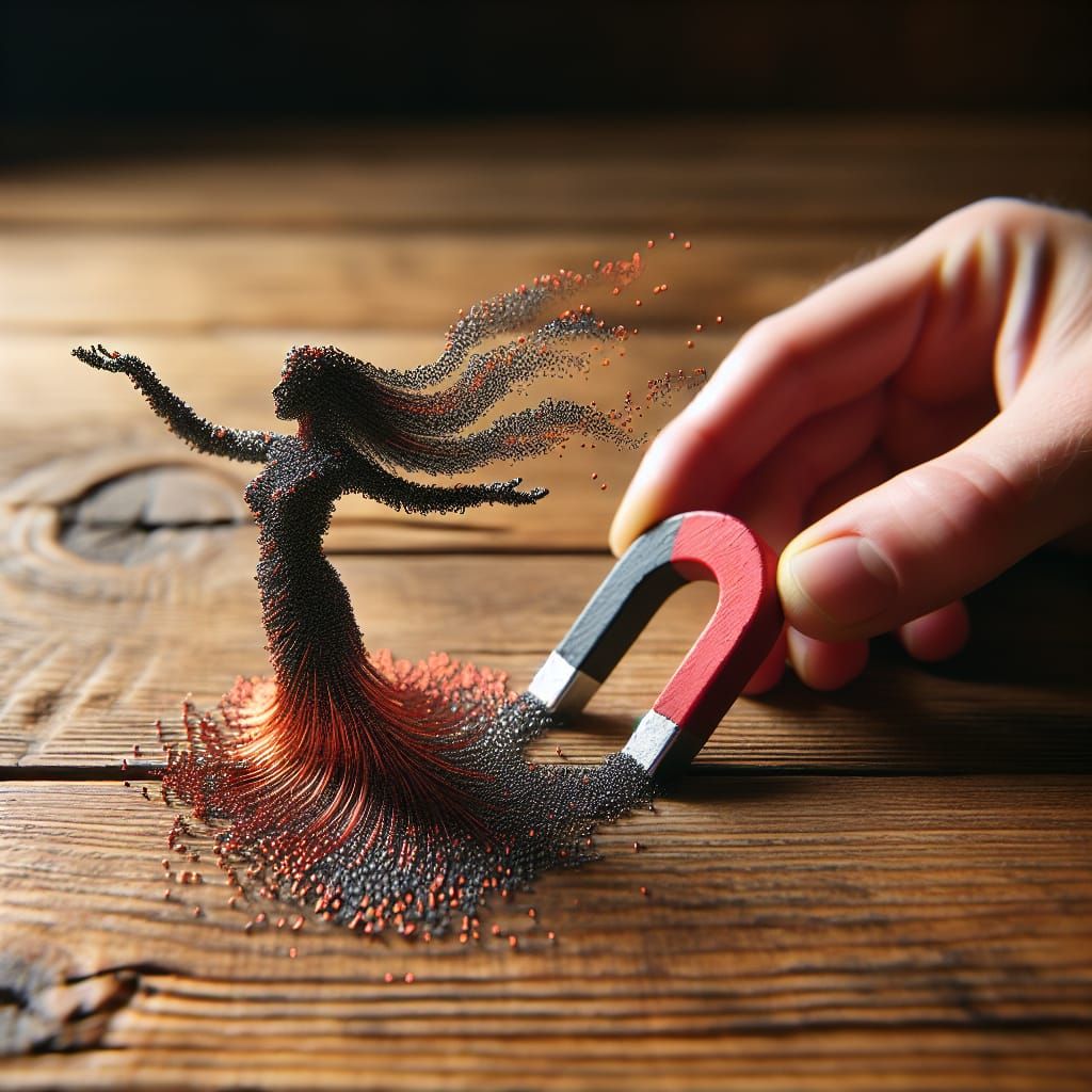 Iron Filings Form Mystical Woman Figure