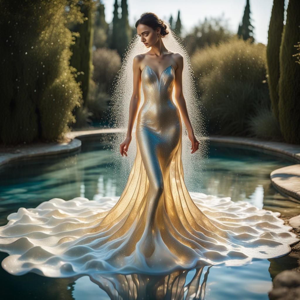 Water Sculpture Wedding Dress in Surreal Style