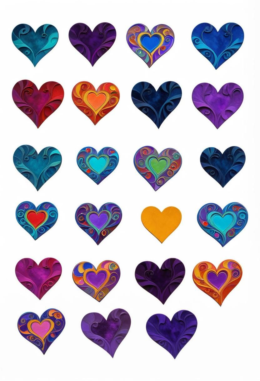 Art Nouveau Hearts with Bold Borders