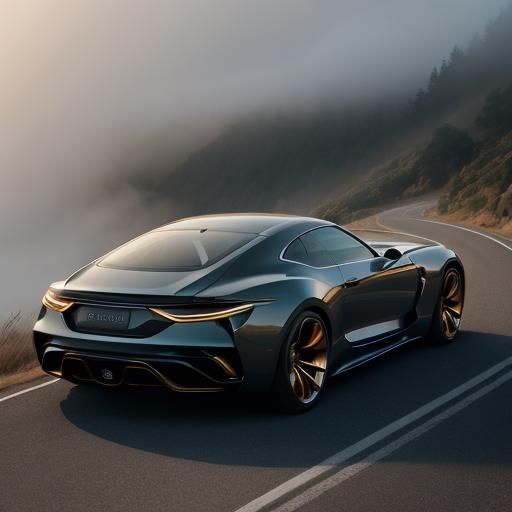 Luxury Car on Misty Cliffside Road in Unreal Engine