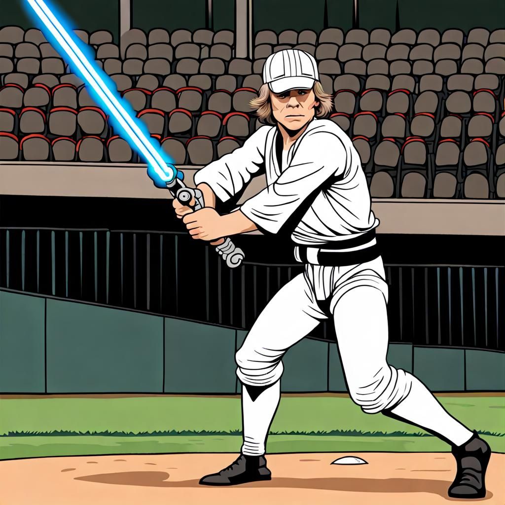 Luke Skywalker Plays Baseball with Lightsaber