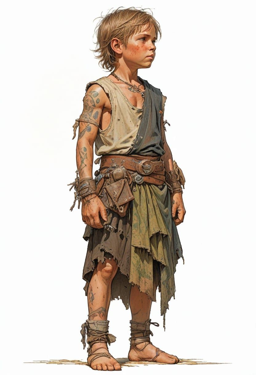 Gaunt Tattooed Urchin in the Style of Vallejo & Bell