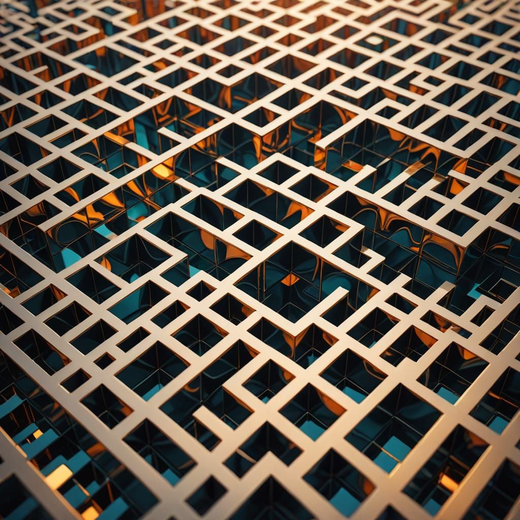 Surreal Optical Illusion in Geometric Maze