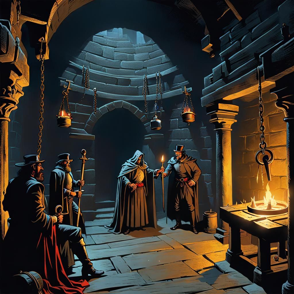 Sinister Candlelit Dungeon Chamber in Gothic Horror Style