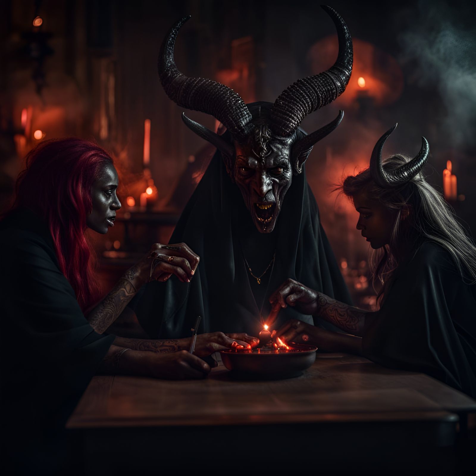 Witches Coven Summons a Horned Devil in HDR