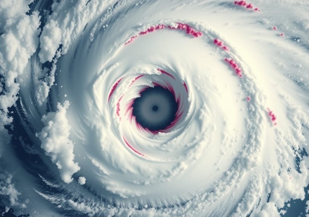 Ruby Red Cyclone with Spiral Cloud Bands