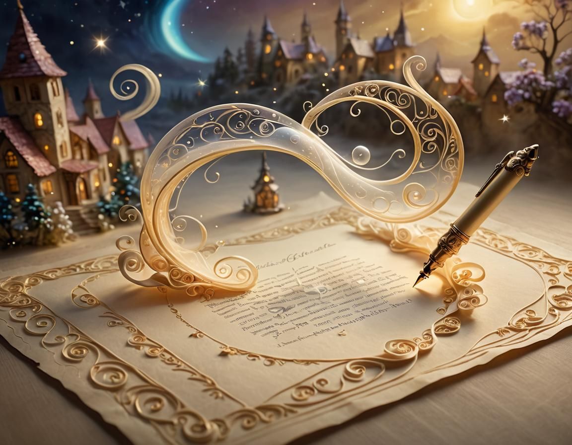 Ethereal Fantasy: Floating Parchment in Golden Light