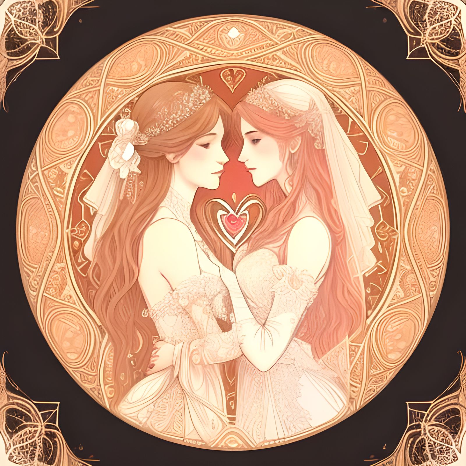 Romantic 19th Century Valentine's Day Card with Intricate La...