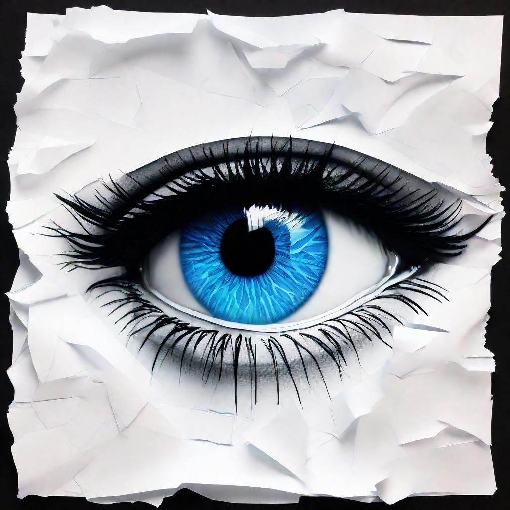 Mesmerizing Eye Through Torn Paper: Hyperrealistic 3D Render