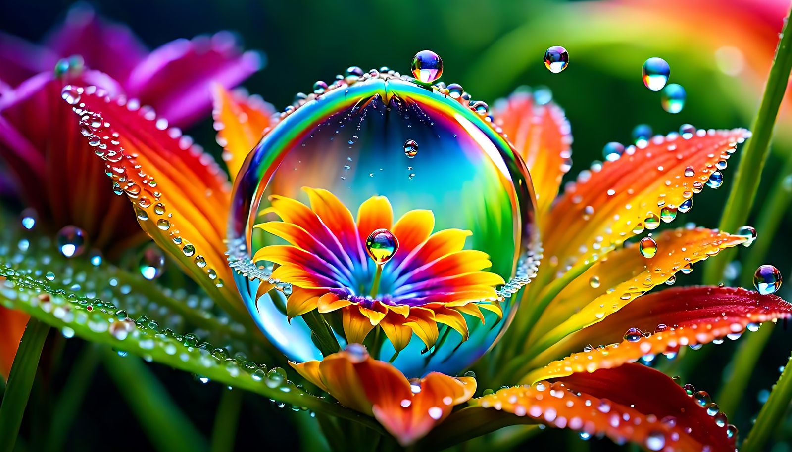 a flower inside a huge dew drop of Dew 2