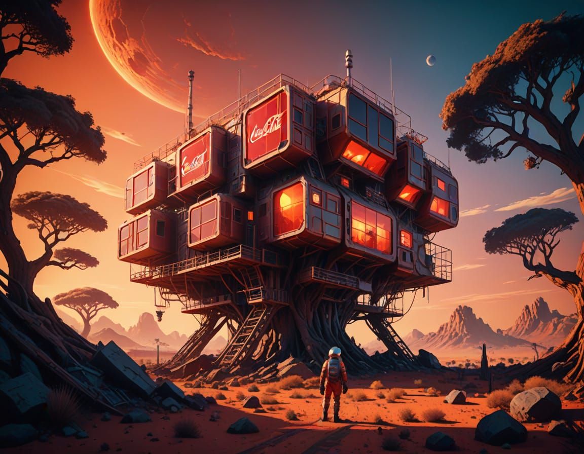 Retro-Futuristic Oasis on the Red Planet