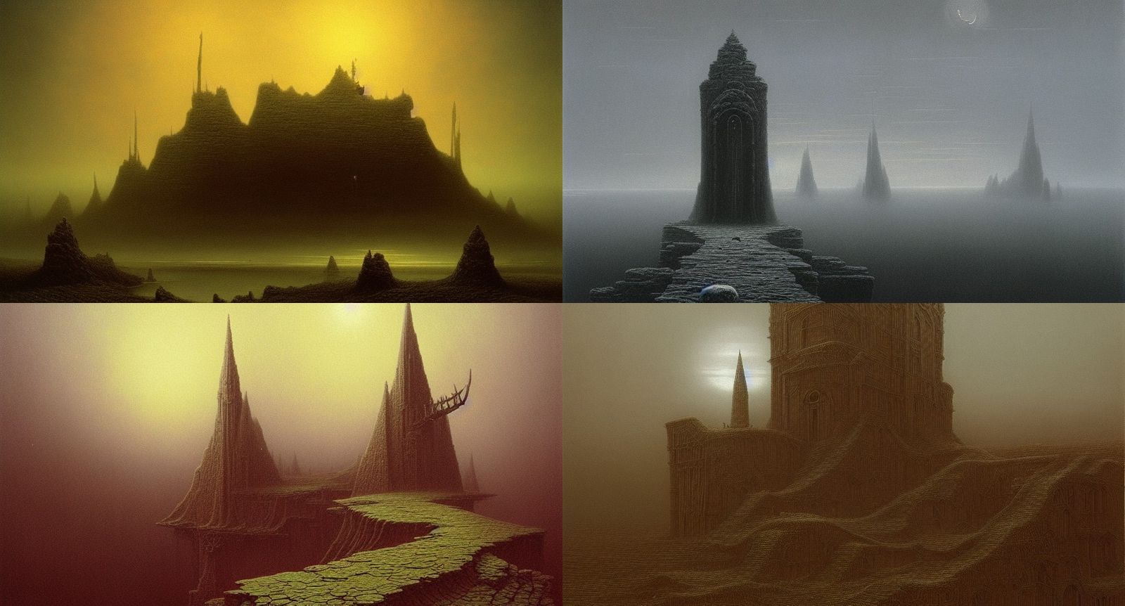 Dramatic Surrealist Landscape in Dark Digital Painting Style