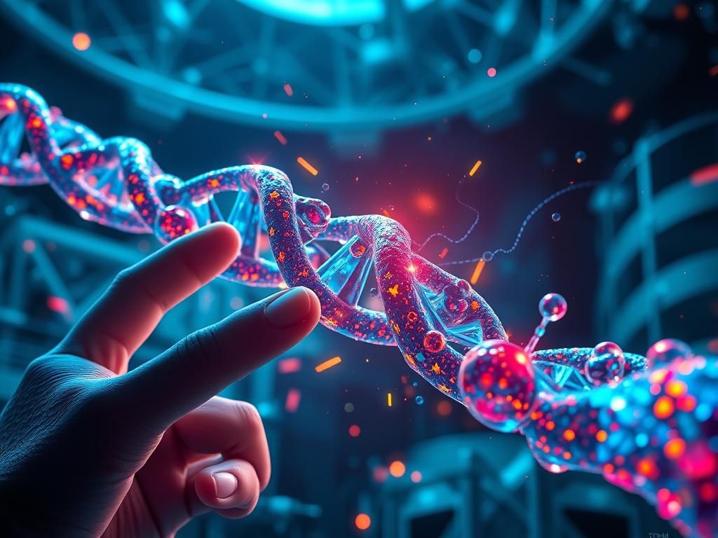 Futuristic Biometric Lab with Holographic DNA