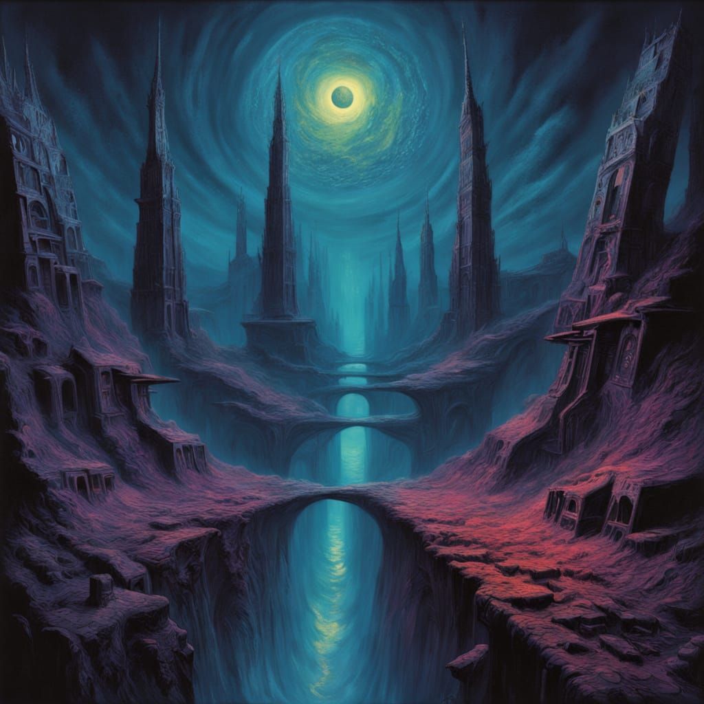 Cosmic Horror Wolf Emerges from Swirling Nebulae