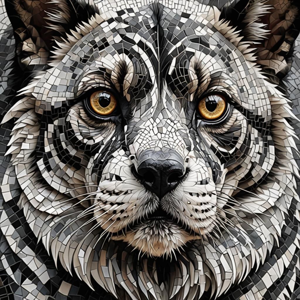 Zorilla Exotic Pet Mosaic Portrait in Digital Art