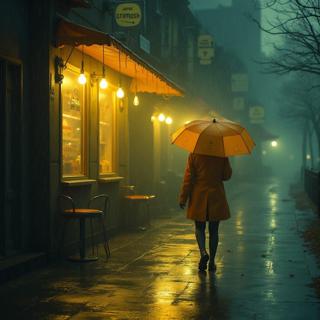 Lonely Walker in Rainy Street: Hopper, Oldenburg, Hockney St...