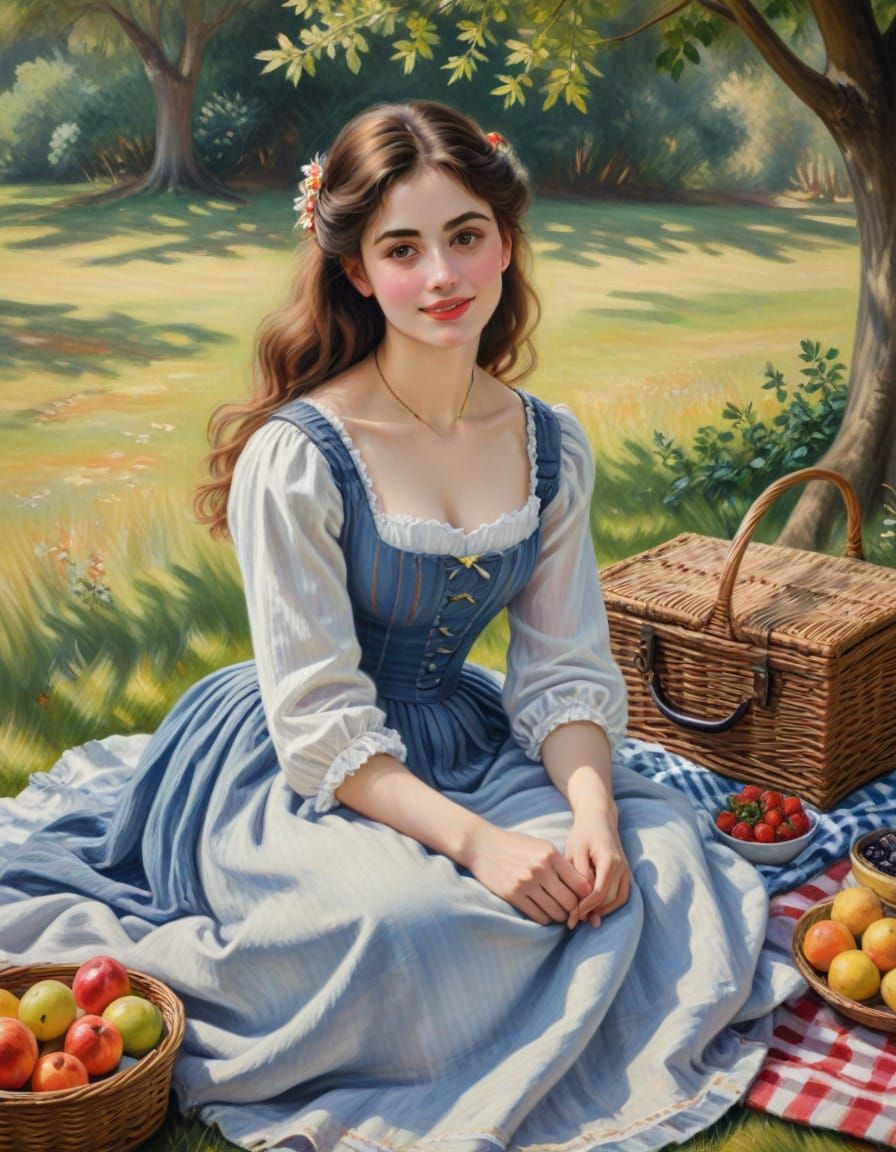 Elegant Victorian Lady in a Soft Summer Afternoon Scene
