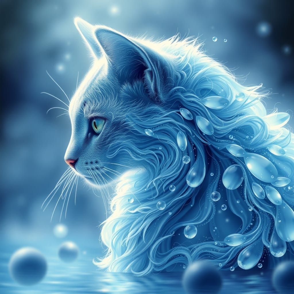 **„Magische Wasserkatze im Mondlicht“**