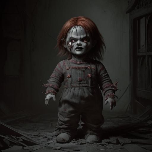 Scary Chucky Doll Horror Illustration
