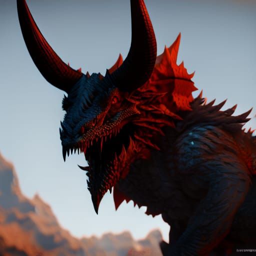 Agama with Bull Horns: Detailed Fantasy Art