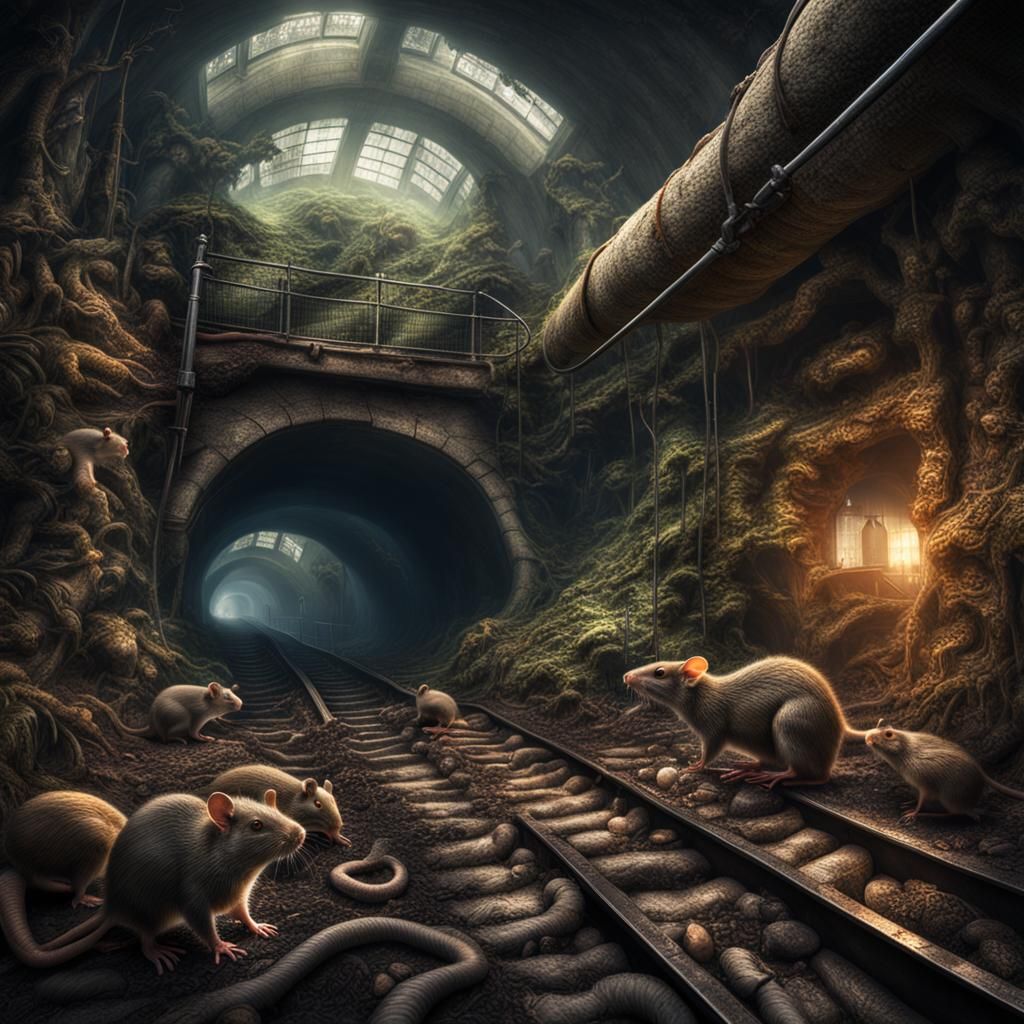 Underground world with worms and rats