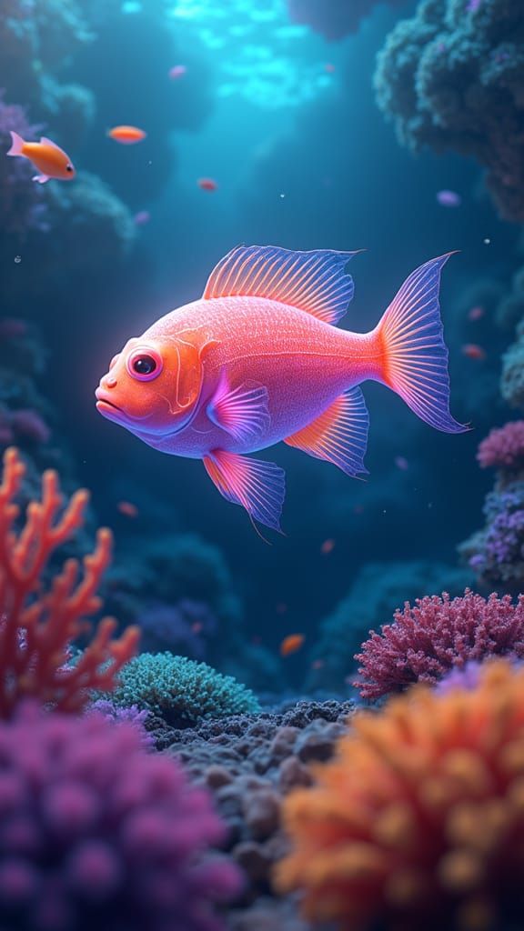 X-Ray Fish in Coral Reef: 3D Anime Art