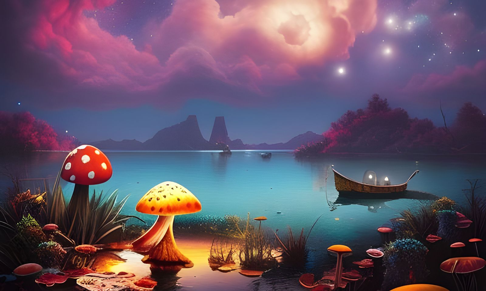 Mushroom Fisherman in Black Lagoon Wonderland