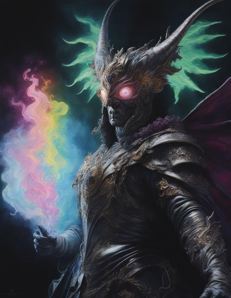 Robotic Demon Villain in Anime Style Concept Art