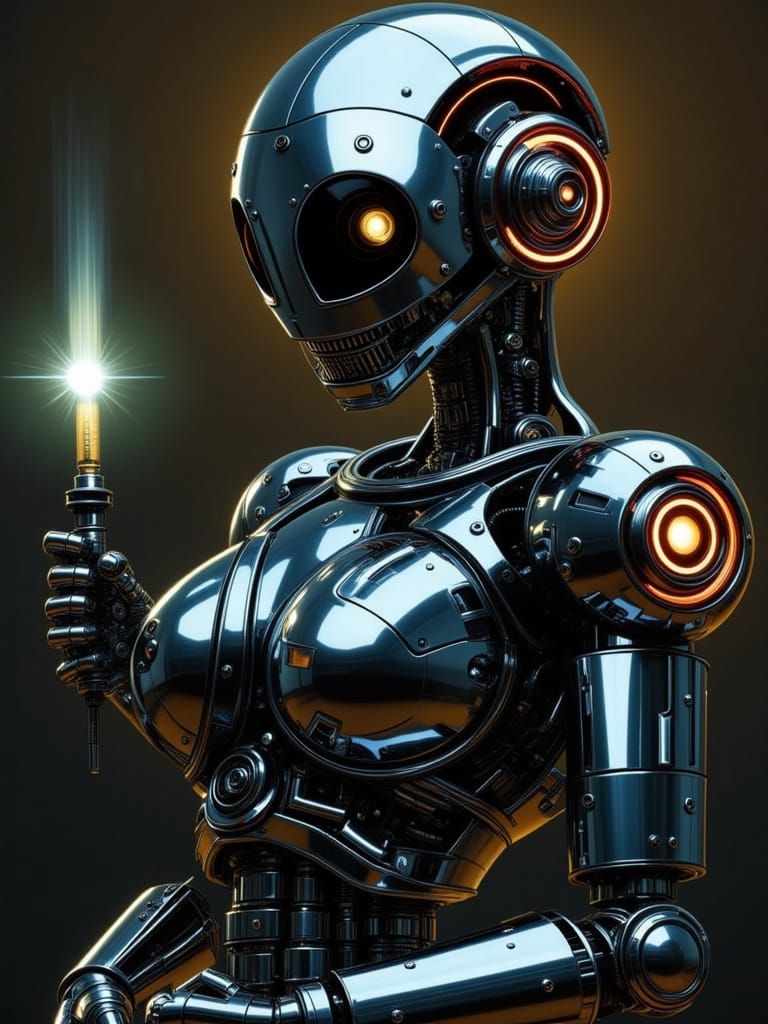 Cyberpunk Robot in Horrorcore Aesthetic with Insanely Realis...