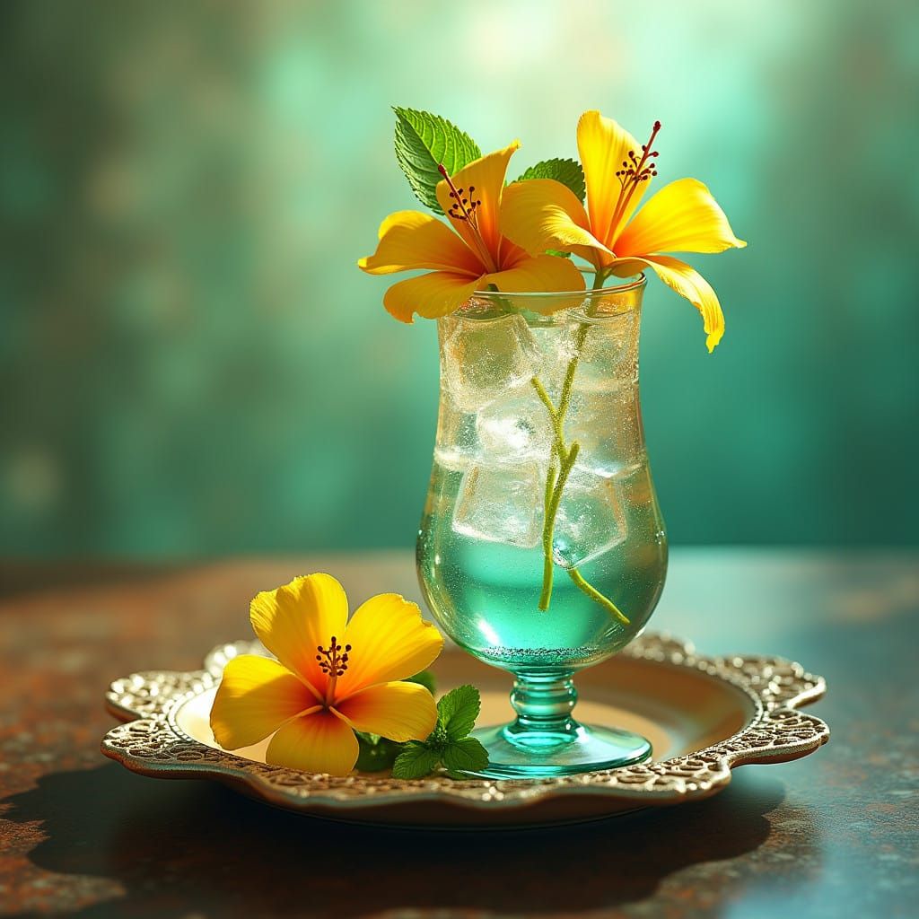 Vibrant Jamaica Flower in Whimsical Still Life