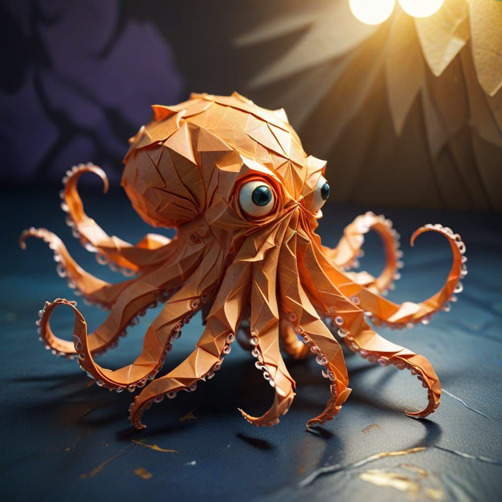 angry octopus origami style