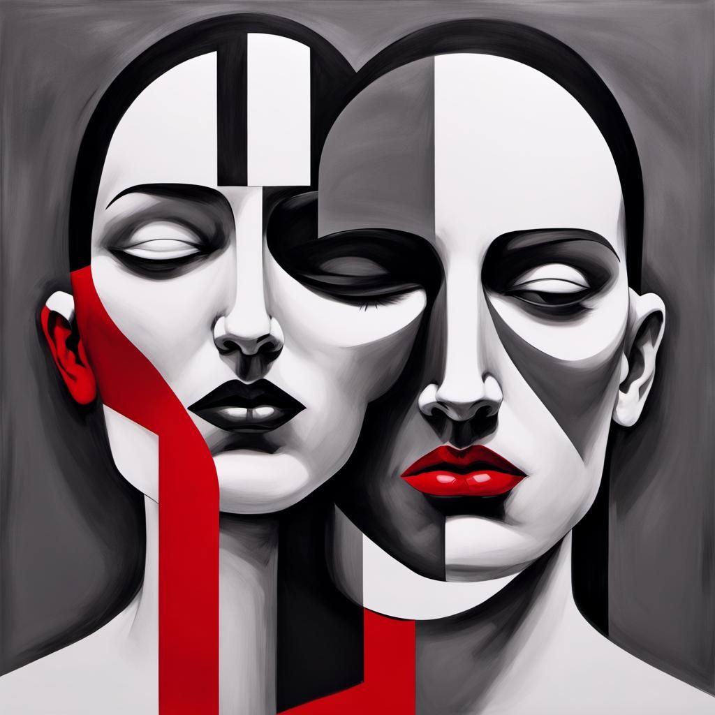 Abstract Bauhaus Face in 3D Gothic Style