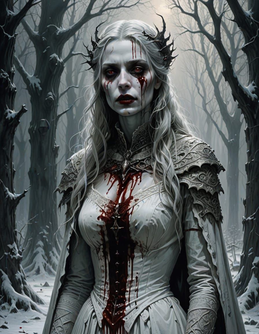 Gothic Vampire Goddess Basks in Winter Solstice Light