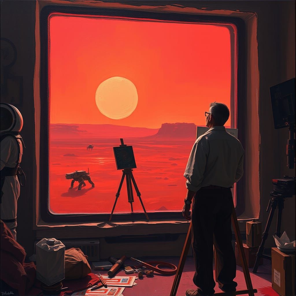 Artist Paints Mars Colony Landscape in Oil