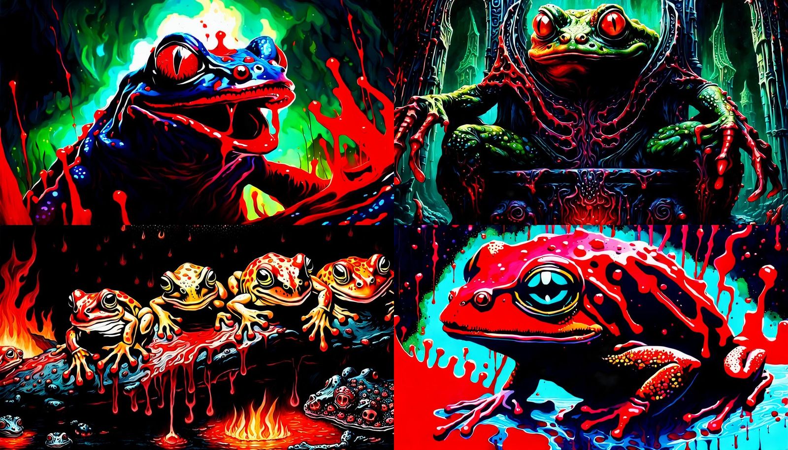 Demon Frogs of the Anti-Christ in Hell, Horror Art