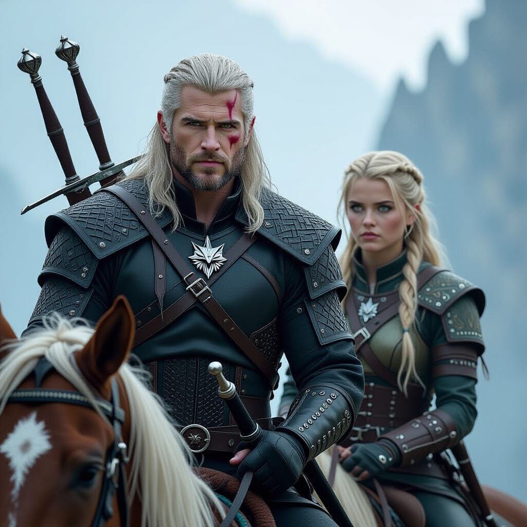 Geralt and Ciri Ride Together in Fantasy Style