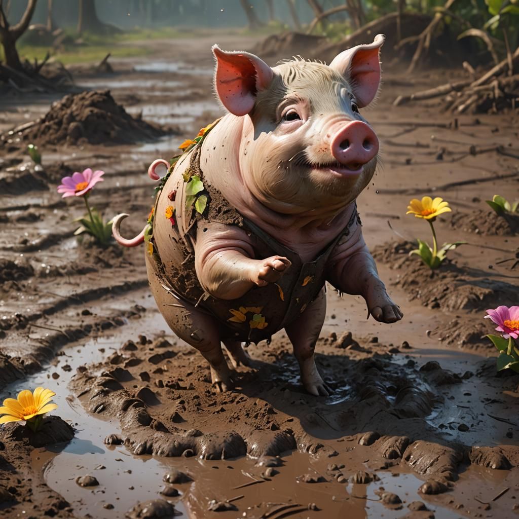 Cute Pig Dancing: 3D Digital Art in Disney Style
