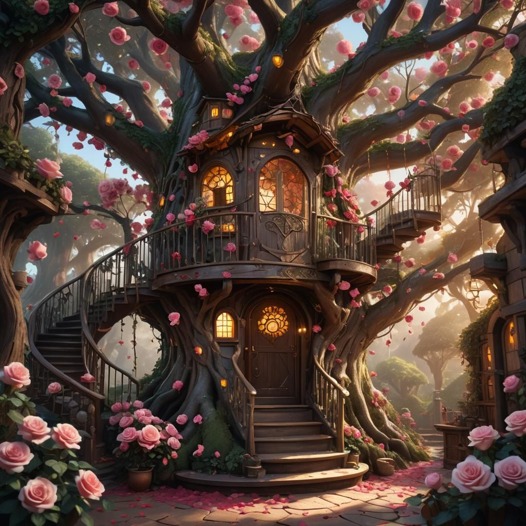 Rose Petal Treehouse Alchemy Lab in Fantasy Style