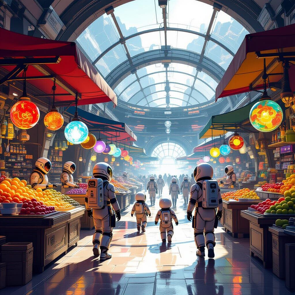 Martian Marketplace Under Dome: Exotic Wares and Futuristic ...