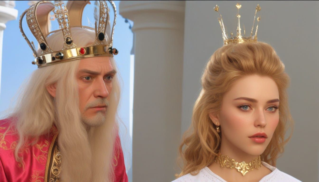 Troubled Princess and Confused King: Hyperrealistic Art