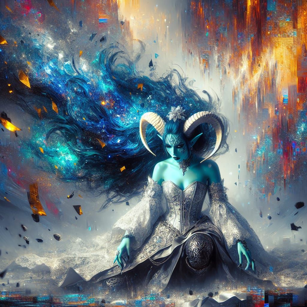 Tiefling Woman in Noir Film Style