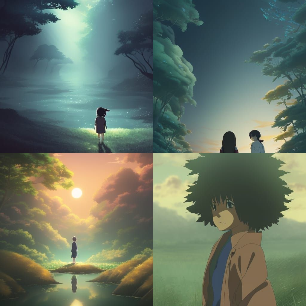 Ghibli-esque Scene with Deep Color and Natural Light
