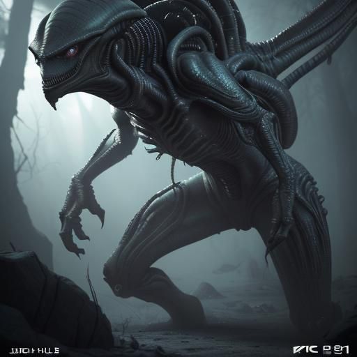 Detailed Alien Creature in 3D Cinematic Style